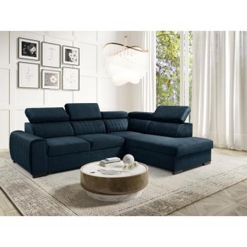 Canapé LARICA bleu nuit convertible en angle droit