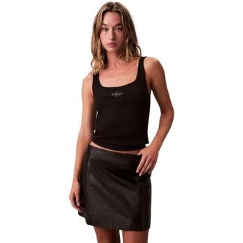 Klein Calvin Klein Black Monologue Scoop Neck Top