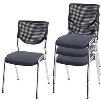 Pack de 4 chaises de bureau en tissu maille gris sans roulettes