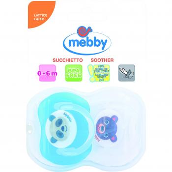 Chupete Anatómico Mebby Látex 6 m con Tema Animal (Paquete de 2)