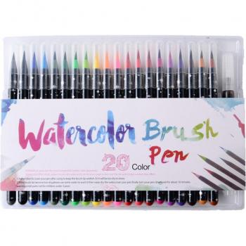 20-Color Watercolor Brush Pens for Artists