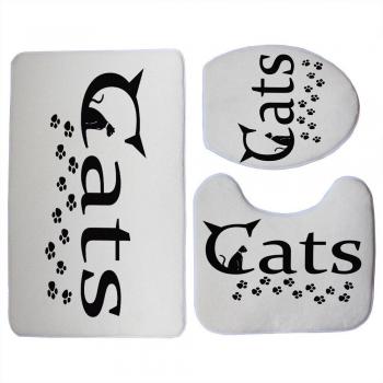Black Cat Toilet Seat Cover and Non-Slip Mat Set