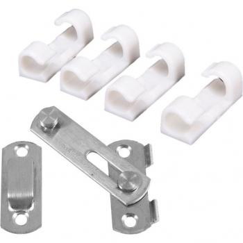 Metal Hasp Latch Lock with 20 Wire Fixing Clamps for Sliding Doors