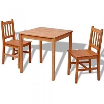 VidaXL Conjunto de Comedor Soho 2 Sillas + Mesa Madera de Pino Natural