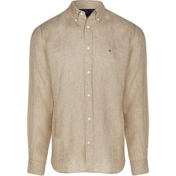 Tommy Hilfiger Leinenhemd Regular Fit, Beige, Größe XL