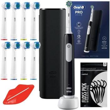 Oral‑B Pro Series 1 – Brosse à dents électrique noir, 3 modes, 8 embouts et sac de transport