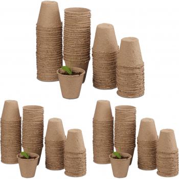 Germination Verte – Set de 240 pots biodégradables, 6 cm, beige, en cellulose