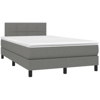 VidaXL Boxspringbett mit Matratze Dunkelgrau 120x190 cm und LED-Beleuchtung