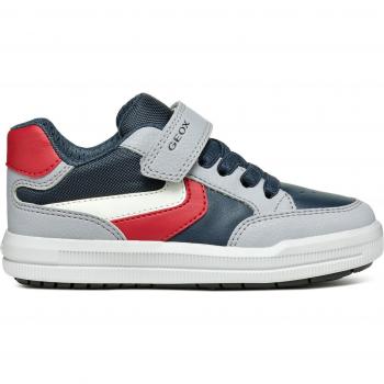 Baskets en toile GeoX Arzach, enfant, 28, gris/bleu marine, lacets simples