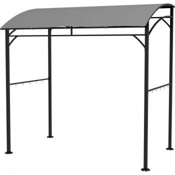 Outsunny 2.2×1.5m Grill Gazebo – Curved Canopy, Metal Framework, 10 Hooks (Gray)