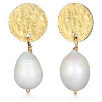 Elli PREMIUM Plättchen Ohrringe mit Barock Süßwasserperlen aus 925 Silber für Damen