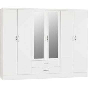 Nevada 6 Door 2 Drawer Mirrored Wardrobe