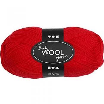 Pelote de laine pour bébé, 172 m, rouge, 50g