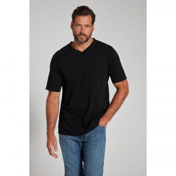 JP1880 Men's Plus Size Black V-Neck Tee, Short Sleeve, Cotton, Size L