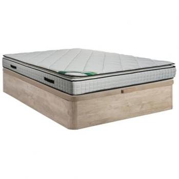 Confort Duo Sommeil 160x200 CM – Sommier Coffre Naturel + Matelas Mousse et Coutil Bambou 23 cm