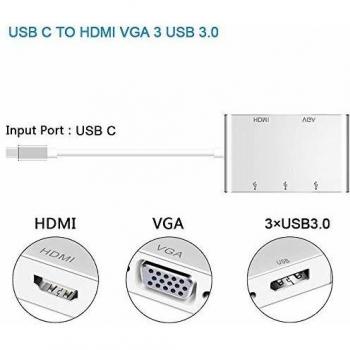 USB C to HDMI VGA USB Hub Adapter