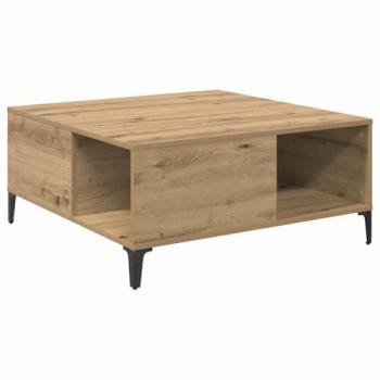 Table à Plateau en Chêne Artisanal – 80 × 80 × 36,5 cm (Bois d’ingénierie)