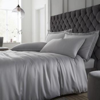 Catherine Lansfield Silver Silky Soft Satin Bedding Set