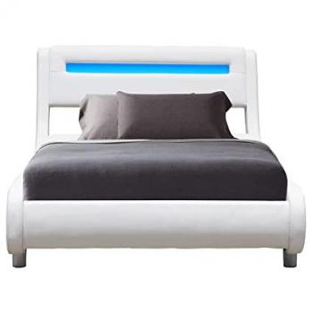 Lit gina pour matelas 90x200 avec sommier et tête de lit incurvée