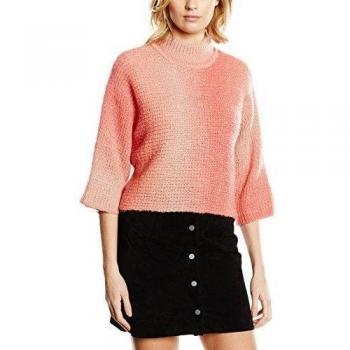 Onlgradient Mujer Suéter cuello alto 3/4 rosa coral quemado con diseño W. BURNT CORAL/SPICED CORAL, talla 40