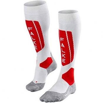 FALKE SK5 Elite Men’s Snow Ski Socks – White Silk, 10.5-11.5 Length