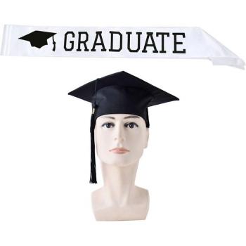 Graduation Hat with Letter Print Sash