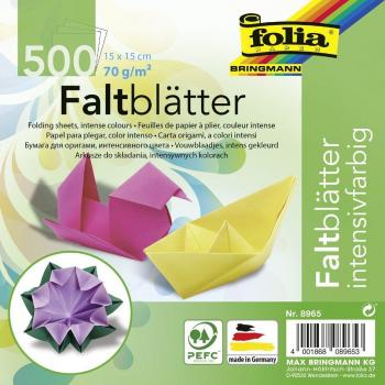 Folia Buntpapier-Faltblätter-Set 15x15cm, 70g/m², 500 Stück in 10 Farben Sortiert