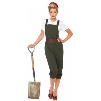 Womens WW2 Green/White Land Girl Ensemble – Size S