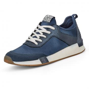 TOM TAILOR 4899101 Damen‑Sneaker in Blau – Lederimitat, Memory‑Effekt Innensohle, Größe 40