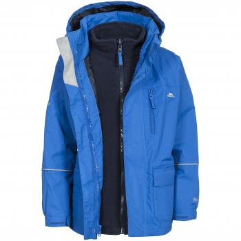 Unisex 9–10 Jahre: Electric Blue Trespass Prime II 3‑in‑1 Outdoor-Jacke