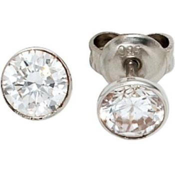 Ohrstecker 925 Sterling Silber rhodiniert mit 2 Zirkonia