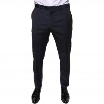 Elegant Black Formal Wool-Cotton Slacks – L