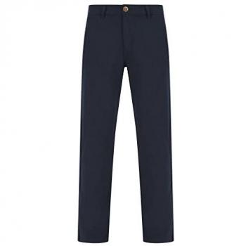 Men's Navy Linen Cotton Blend Trousers