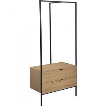 Kompaktgarderobe Jody Eiche Schwarz mit Schubladen 85x190x47 cm