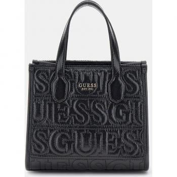 Tote Guess Silvana negro con acolchado de logos