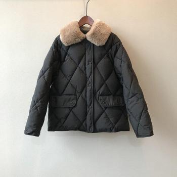 Tangada Women's Loose Fur Collar Overcoat