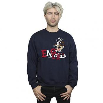Looney Tunes Men's Bugs & Taz England Cotton Sweatshirt Large Navy Blue