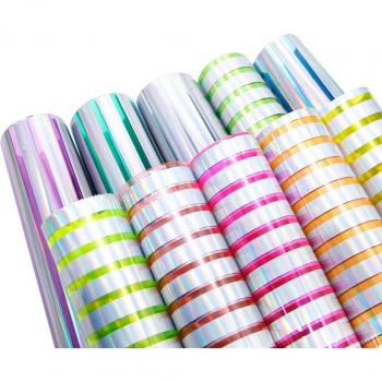 10pcs 20x34cm Stripe Transparent PVC Synthetic Leather for DIY Hair Bows and Bag Making