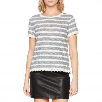 TOM TAILOR Denim Damen T-Shirt mit Spitzenverzierungen, Weiß (White2 1002), XX-Large