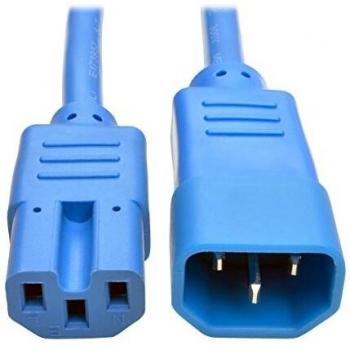 Tripp Lite 3ft Heavy Duty Power Extension Cord 15A 14 AWG C14 C15 Blue