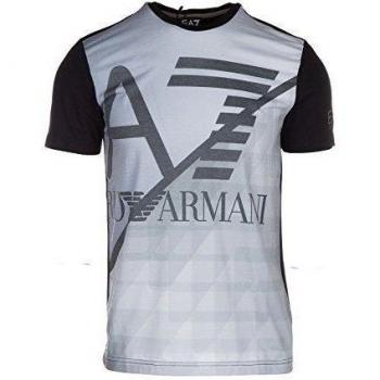 Camiseta negra de hombre EA7 Emporio Armani, manga corta, cuello redondo, talla EU M