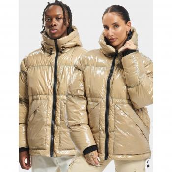 Men's Def Shiny Puffer Jacket Beige Size 3XL
