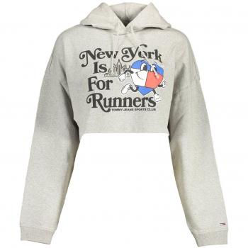 Felpa Donna Grigia Tommy Hilfiger Senza Cerniera