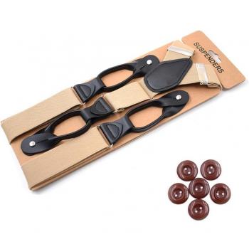 Leather Trimmed Y-Back Suspenders for Men