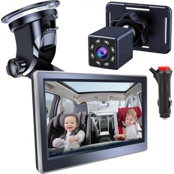Espejo de Coche para Niños con Monitor 5 y Cámara de Alta Definición