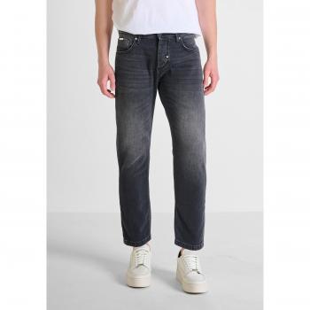 Pantalone Denim Slim Fit con Taglio Ankle e Colore Argon