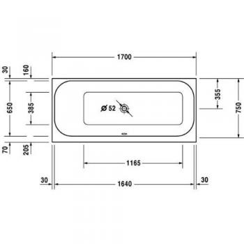 Duravit Happy D.2 Rechteck-Badewanne 170 x 75 cm, Rückenschräge links, Einbauversion, weiß
