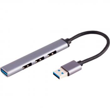 S/CONN 4-Port USB-A Hub, Slim Aluminium Design, 0,12m