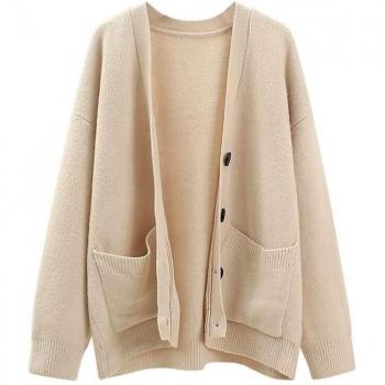 V-Neck Women's Knit Cardigan Sweater