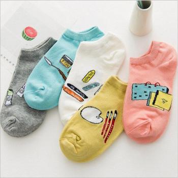 5 Pairs Women Casual Funny Cartoon Socks